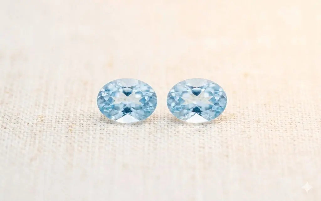 AAA+ Certified 2 Pieces, Aquamarine L.Blue Color Oval Shaped Brazil Gemstone Weight 0.29 Ct. Size 3x2 mm. ABC Jewelries