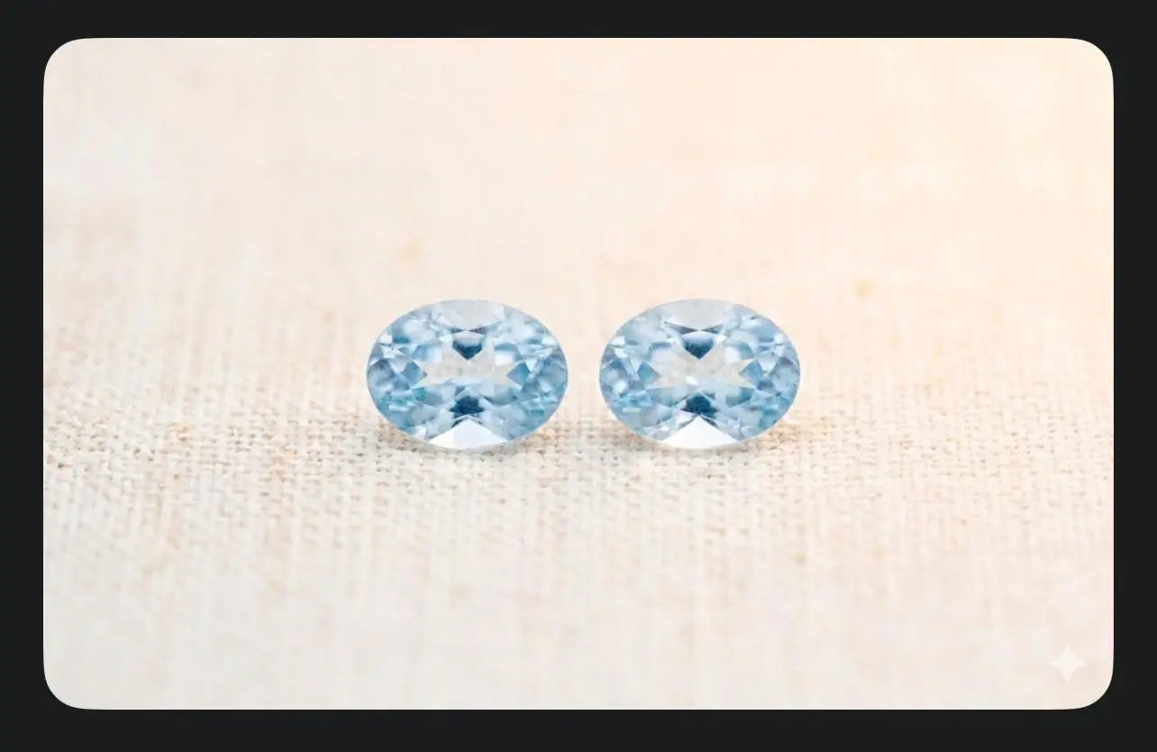 AAA+ Certified 2 Pieces, Aquamarine L.Blue Color Oval Shaped Brazil Gemstone Weight 0.29 Ct. Size 3x2 mm. (Copy) ABC Jewelries