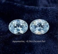 AAA+ Certified 2 Pieces, Aquamarine L.Blue Color Oval Shaped Brazil Gemstone Weight 0.34 Ct. Size 5x3 mm. ABC Jewelries