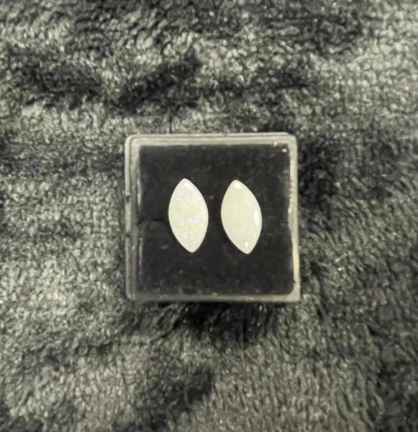 AAA+ Certified Natural Australian 2 Piece Oval Shaped White Opal Gemstone, Weight: 1.10, Size: 10x5 ABC Jewelries