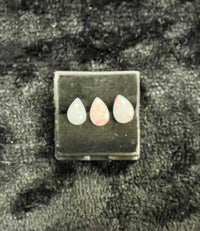 AAA+ Certified Natural Australian 3 Piece Pear Shaped White Opal Gemstone, Weight: 1.0, Size: 4x6 ABC Jewelries