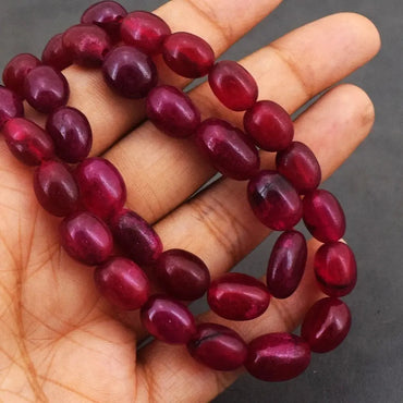 AAA+ Certified Quality 2 Strand 456 Cts Red Ruby Oval Shape Beaded Womens Necklace Jewelry AK 23 E542 ABC Jewelery
