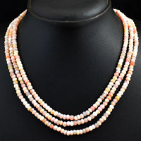 AAA+ Certified Quality 211 Cts Natural 3 Strand Pink Australian Opal Round Cut Beads Necklace JK 05E295 ABC Jewelery