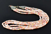AAA+ Certified Quality 211 Cts Natural 3 Strand Pink Australian Opal Round Cut Beads Necklace JK 05E295 ABC Jewelery