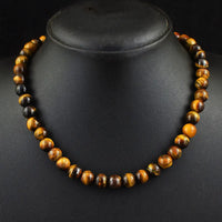 AAA+ Certified Quality 263 Cts Earth Mined Golden Tiger Eye Round Shape Beads Womens Necklace JK 44E393 ABC Jewelery