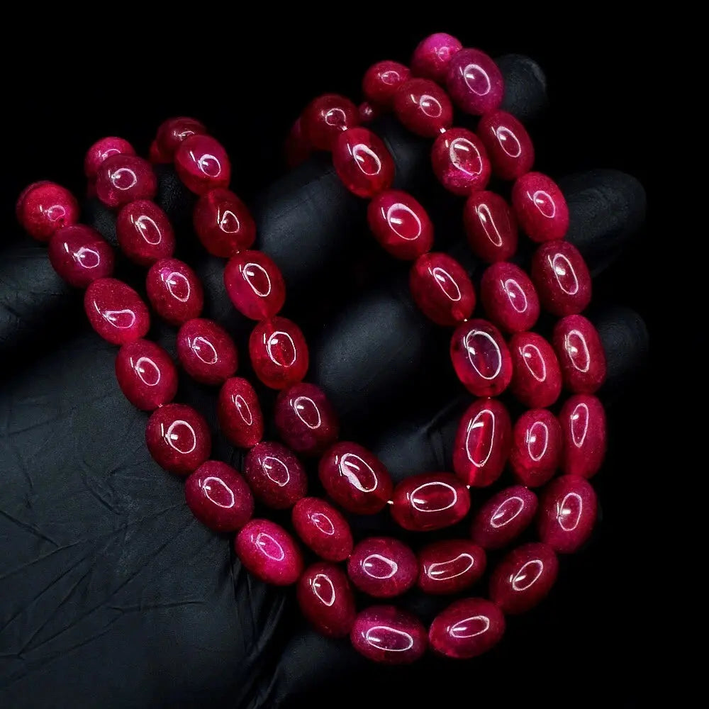 AAA+ Certified Quality 3 Strand 800 Cts Red Ruby Enhanced Most Beautiful Necklace Jewelery VK 17 E596 ABC Jewelery