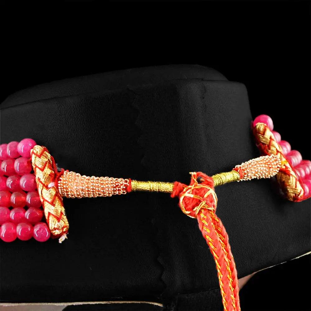 AAA+ Certified Quality 517.00 CTS EARTH MINED 6 STRAND ENHANCED RUBY ROUND SHAPE BEADS NECKLACE (DG) ABC Jewelery