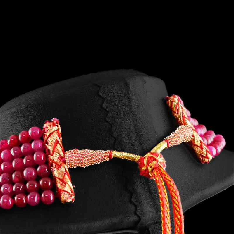 AAA+ Certified Quality 552.65 CTS EARTH MINED 6 STRAND ENHANCED RUBY ROUND BEADS NECKLACE (DG) ABC Jewelery