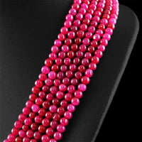 AAA+ Certified Quality 552.65 CTS EARTH MINED 6 STRAND ENHANCED RUBY ROUND BEADS NECKLACE (DG) ABC Jewelery