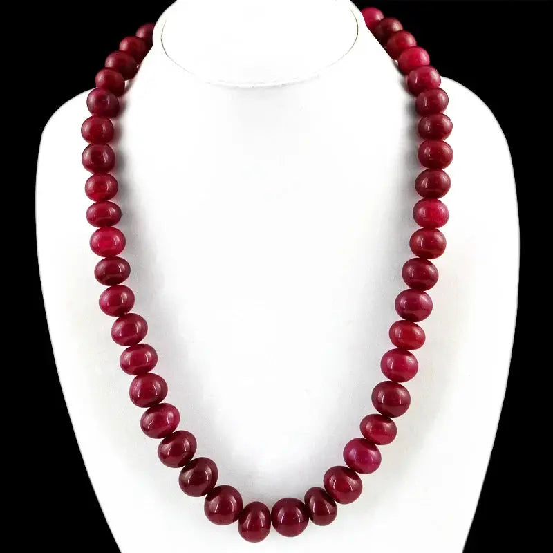 AAA+ Certified Quality 608.50 CTS EARTH MINED GENUINE ROUND SHAPED RICH RED RUBY BEADS NECKLACE STRAND ABC Jewelery