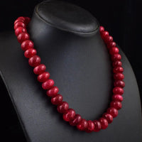 AAA+ Certified Quality 691 Cts Earth Mined Red Ruby Rondelle Beads Womens Necklace Jewelry JK 30E386 ABC Jewelery