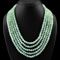 AAA+ Certified Quality 719.50 CTS NATURAL 5 LINE GREEN AQUAMARINE UNTREATED ROUND BEADS NECKLACE (DG) ABC Jewelery