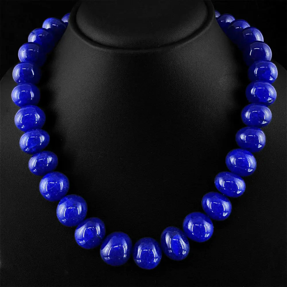 AAA+ Certified Quality 934.00 CTS EARTH MINED SINGLE STRAND ENHANCED SAPPHIRE ROUND BEADS NECKLACE ABC Jewelery