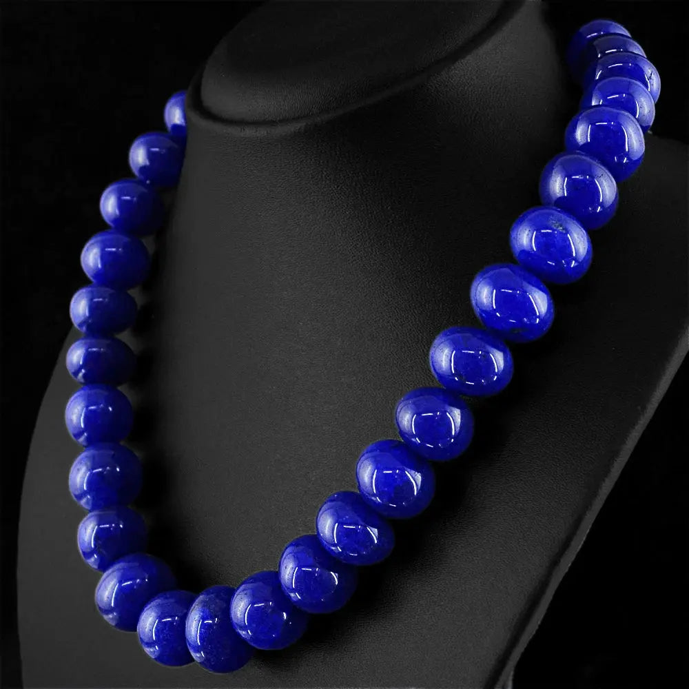 AAA+ Certified Quality 934.00 CTS EARTH MINED SINGLE STRAND ENHANCED SAPPHIRE ROUND BEADS NECKLACE ABC Jewelery