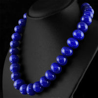 AAA+ Certified Quality 934.00 CTS EARTH MINED SINGLE STRAND ENHANCED SAPPHIRE ROUND BEADS NECKLACE ABC Jewelery