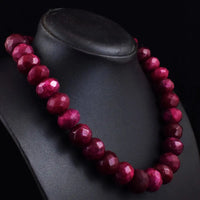 AAA+ Certified Quality 989 Cts Earth Mined Single Strand Red Ruby Faceted Beads Necklace JK 30E376 ABC Jewelery