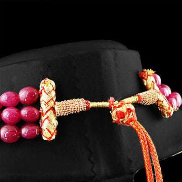 AAA+ Certified Quality AMAZING 622.00 CTS ENHANCED RUBY 3 STRAND OVAL SHAPE BEADS NECKLACE (DG) ABC Jewelery
