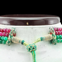 AAA+ Certified Quality AWESOME FINEST BEST 299.50 CTS Enhanced RUBY & EMERALD 4 LINE BEADS NECKLACE ABC Jewelery