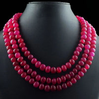 AAA+ Certified Quality Exclusive Red Ruby 3 Strand 1260.00 Cts Wonderful Necklace Jewelery VK 16 E633 ABC Jewelery