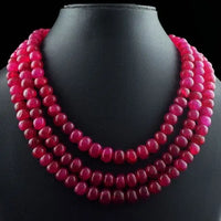 AAA+ Certified Quality Exclusive Red Ruby 3 Strand 1260.00 Cts Wonderful Necklace Jewelery VK 16 E633 ABC Jewelery