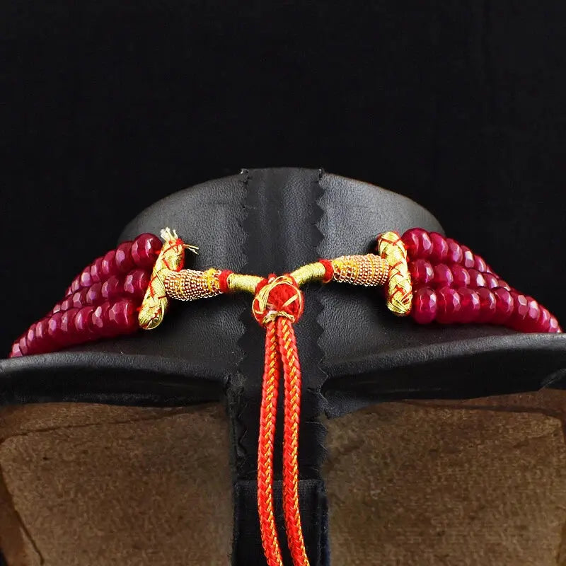 AAA+ Certified Quality Faceted 780 Cts Earth Mined 3 Strand Red Onyx Beads Womens Necklace JK 23E342 ABC Jewelery