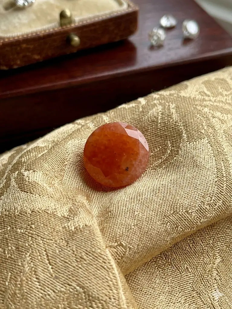AAA+ Certified Quality Natural Onex, Round Shaped, Orange Semi-Transparent Colored, Weight 8.20Ct.,Gravity 2.58 Refractive Index 1.539-1.543 GemKKG-12-088998