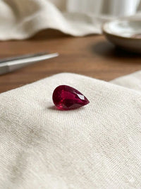 AAA+ Certified Quality Natural Ruby Manik, Pear Shaped, Red Semi-Transparent Colored, Weight 10Ct.,Gravity 3.98-4.00 Refractive Index 1.762-1.770,"GemKKG-12-0889957