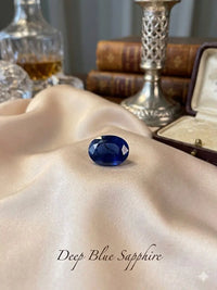 AAA+ Certified Quality Natural Sapphire, Oval/Mixed Shaped, Blue Semi-Transparent Colored, 3.0Ct. 3.98-4.00x1.762-1.770 Gemstone, GemKKG-12-088937
