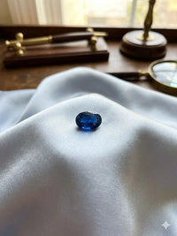 AAA+ Certified Quality Natural Sapphire, Oval/Mixed Shaped, Blue Semi-Transparent Colored, 5.30Ct. 3.98-4.00x1.762-1.770 Gemstone, GemKKG-12-088933