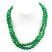 AAA+ Certified Quality Round Shape 450 Cts Earth Mined 3 Line Enhanced Emerald Beads Necklace JK25E424 ABC Jewelery