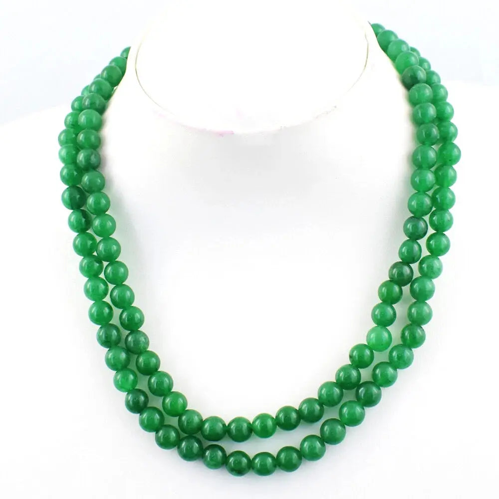 AAA+ Certified Quality Round Shape 450 Cts Earth Mined 3 Line Enhanced Emerald Beads Necklace JK25E424 ABC Jewelery