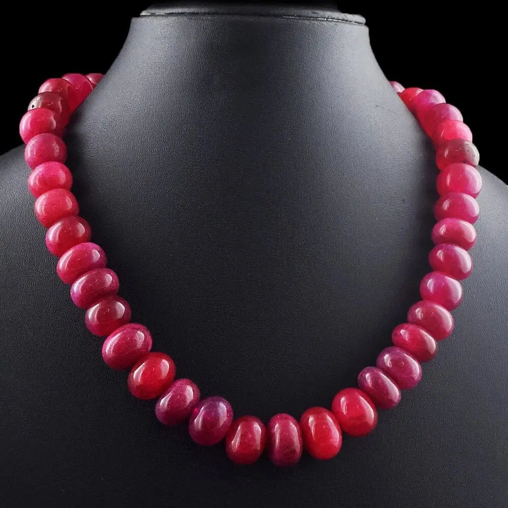 AAA+ Certified Quality Round Shape Red Ruby 760 .00 Cts Beaded Womens Necklace Jewelery VK 27 E602 ABC Jewelery