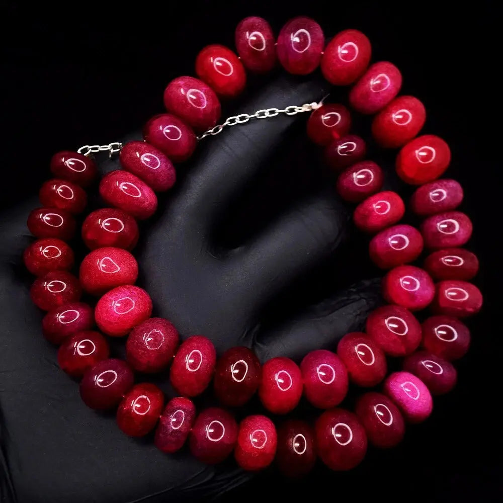 AAA+ Certified Quality Round Shape Red Ruby 760 .00 Cts Beaded Womens Necklace Jewelery VK 27 E602 ABC Jewelery