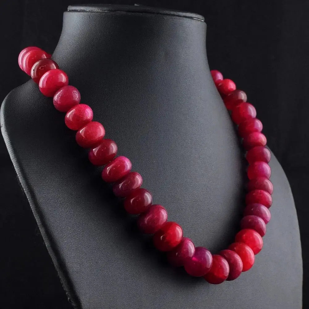 AAA+ Certified Quality Round Shape Red Ruby 760 .00 Cts Beaded Womens Necklace Jewelery VK 27 E602 ABC Jewelery