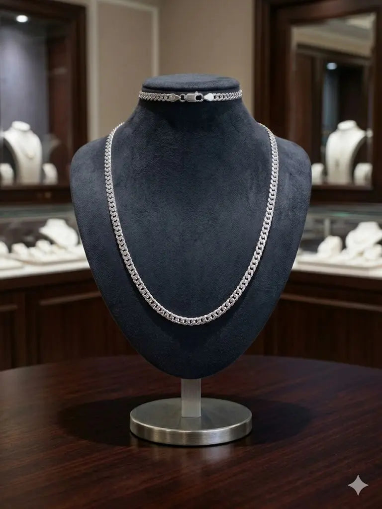 AAA+ Certified Quality, Necklace 50cm., Weight 18.4gm., Quality 925-Silver, CJABCamn-204-1