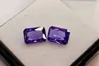 AAA+ Certified VVS Purple Sapphire Pair Emerald Cut 3-5 Ct Loose For Earring Making Gemstone ABC Jewelries