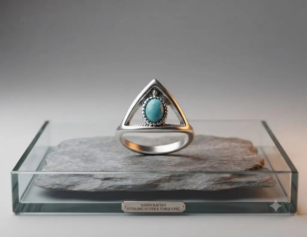 AAA+ Certified, Quality S. Silver-925, Gem Bohemian Turquoise, Size 6, Weight 2.3gm, ABC-734787-2