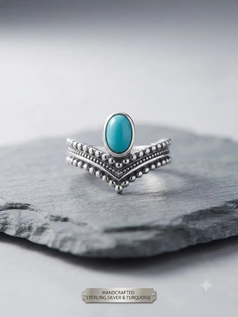 AAA+ Certified, Quality S. Silver-925, Gem Bohemian Turquoise, Size 7, Weight 2.3gm, ABC-734787-3