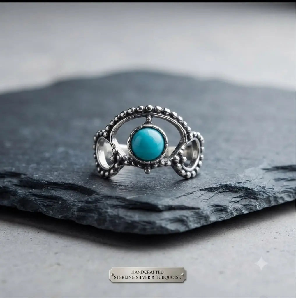 AAA+ Certified, Quality S. Silver-925, Gem Bohemian Turquoise, Size 7, Weight 2.7gm, ABC-734787-4