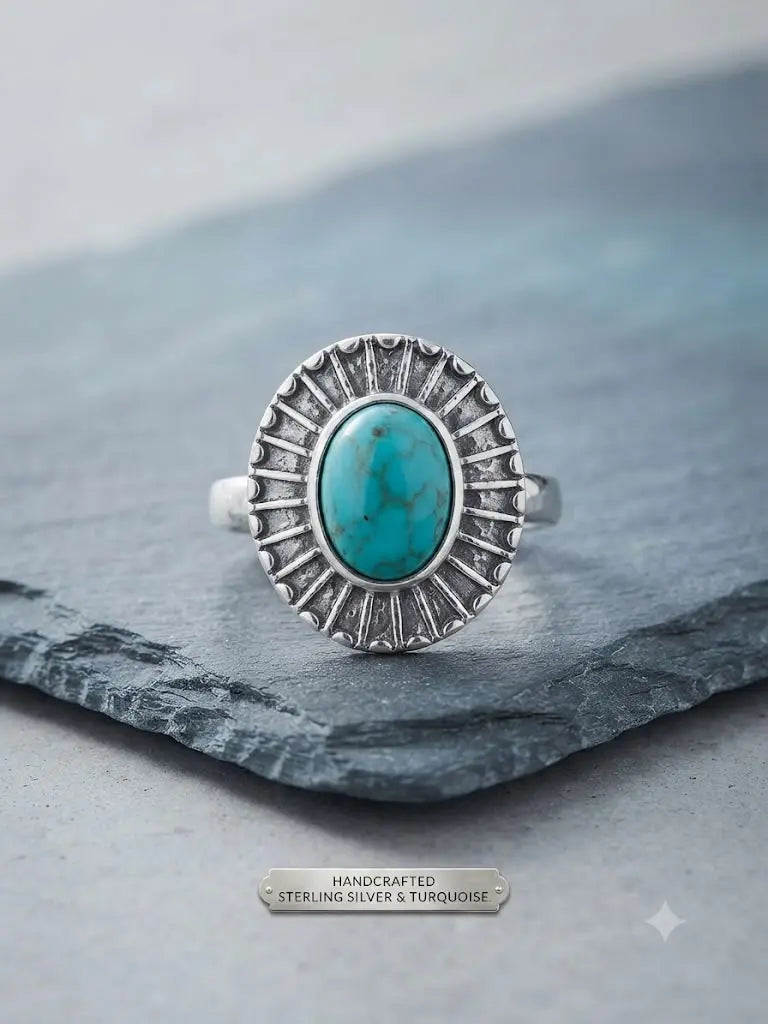 AAA+ Certified, Quality S. Silver-925, Gem Bohemian Turquoise, Size 7, Weight 4.3gm, ABC-734787-16