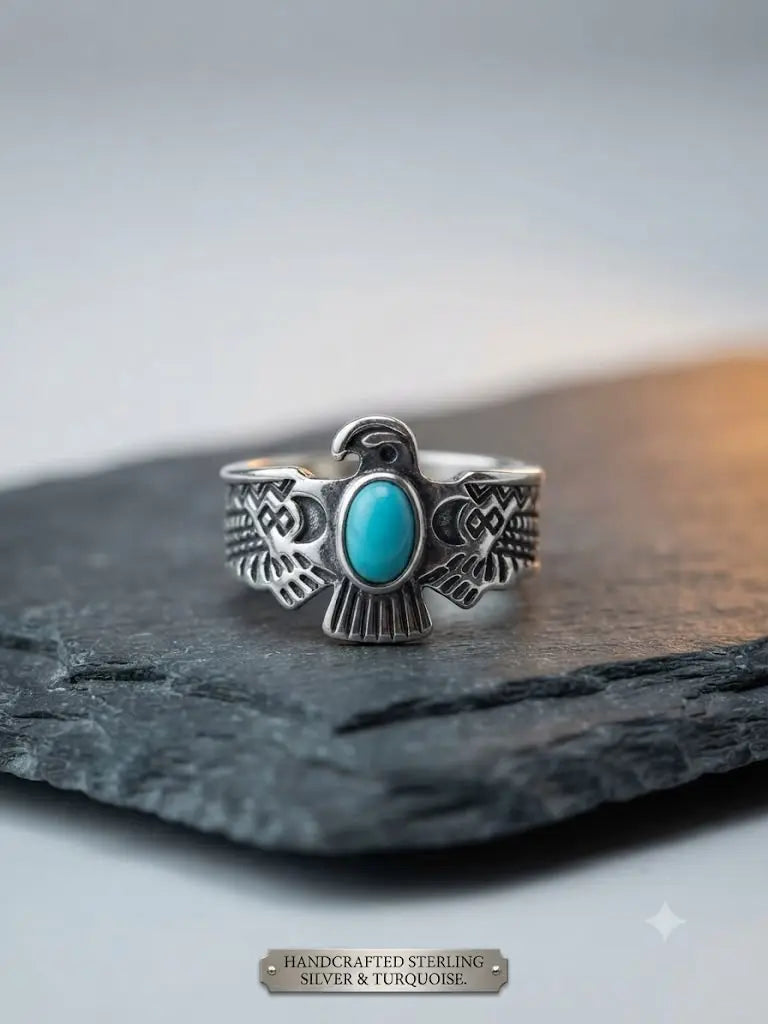 AAA+ Certified, Quality S. Silver-925, Gem Bohemian Turquoise, Size 7, Weight 4.6gm, ABC-734787-10