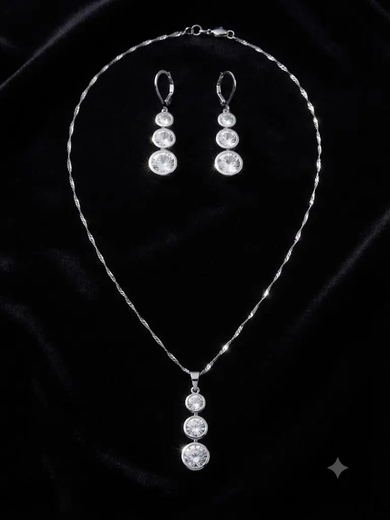 AAA+ Certified, Quality S. Silver-925, Gem Fasion CZ, Weight 10gm, Chain  50 cm, ABC-S29501