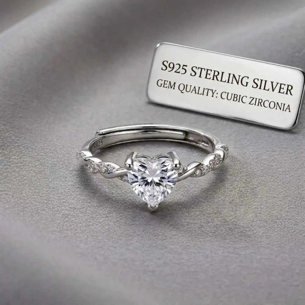 AAA+ Certified, Quality Silver - 925, Gem AAA C. Zirconia, Size Adjustable, Weight 1.8 grams., ABC-SJ37