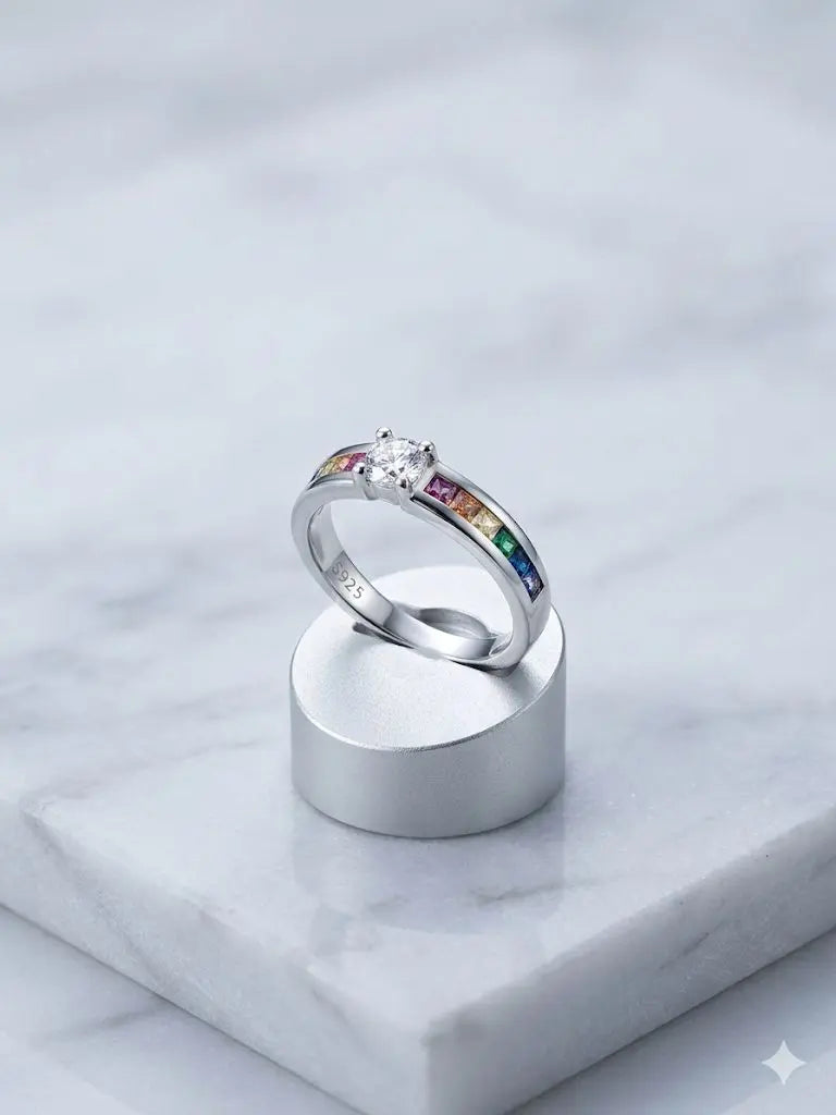 AAA+ Certified, Quality Silver - 925, Gem AAA Cubic Zirconia, Size 7, Weight 2.9gm, ABC-9800