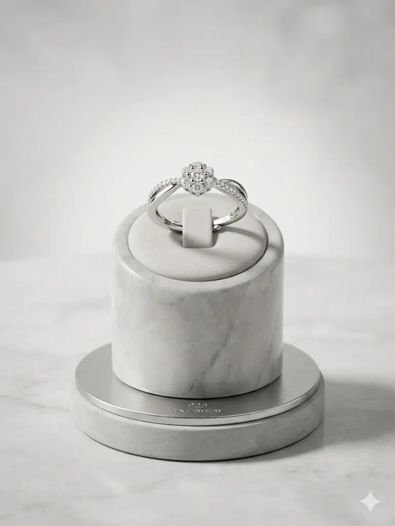 AAA+ Certified, Quality Silver - 925, Gem AAA Cubic Zirconia, Size Adjustable, Weight 2.2gm., ABC-J38