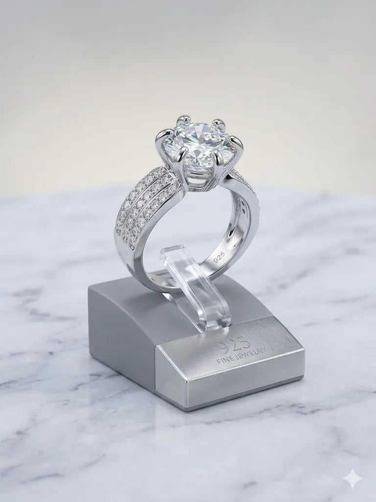 AAA+ Certified, Quality Silver - 925, Gem AAA ZIRCONIA, Size 7, Weight 5.3gm., ABC-9236-7