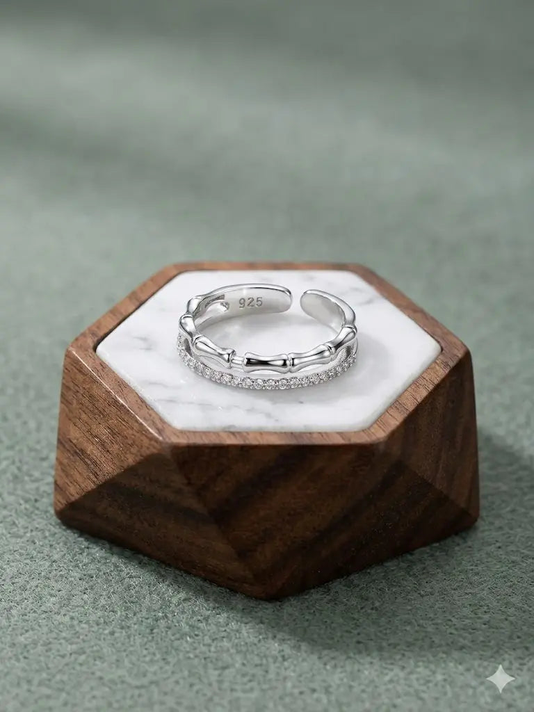 AAA+ Certified, Quality Silver - 925, Gem AAA Zirconia, Size Adjustable, Weight 1.7gm., ABC-SJ33