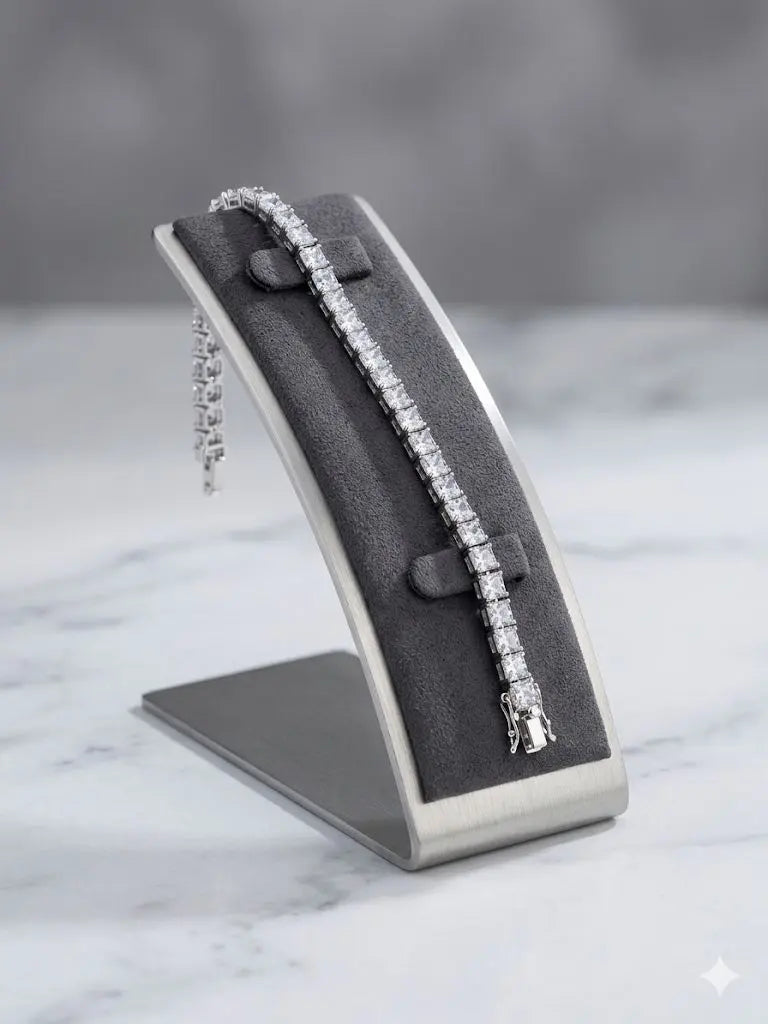 AAA+ Certified, Quality Silver - 925, Gem CZ, Size 18cm., Weight 7.gm., ABC-S8205 (Tennis Bracelet)