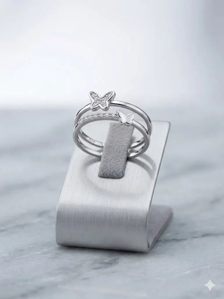 AAA+ Certified, Quality Silver - 925, Gem CZ, Size Adjustable, Weight 1.8gm., ABC-J40