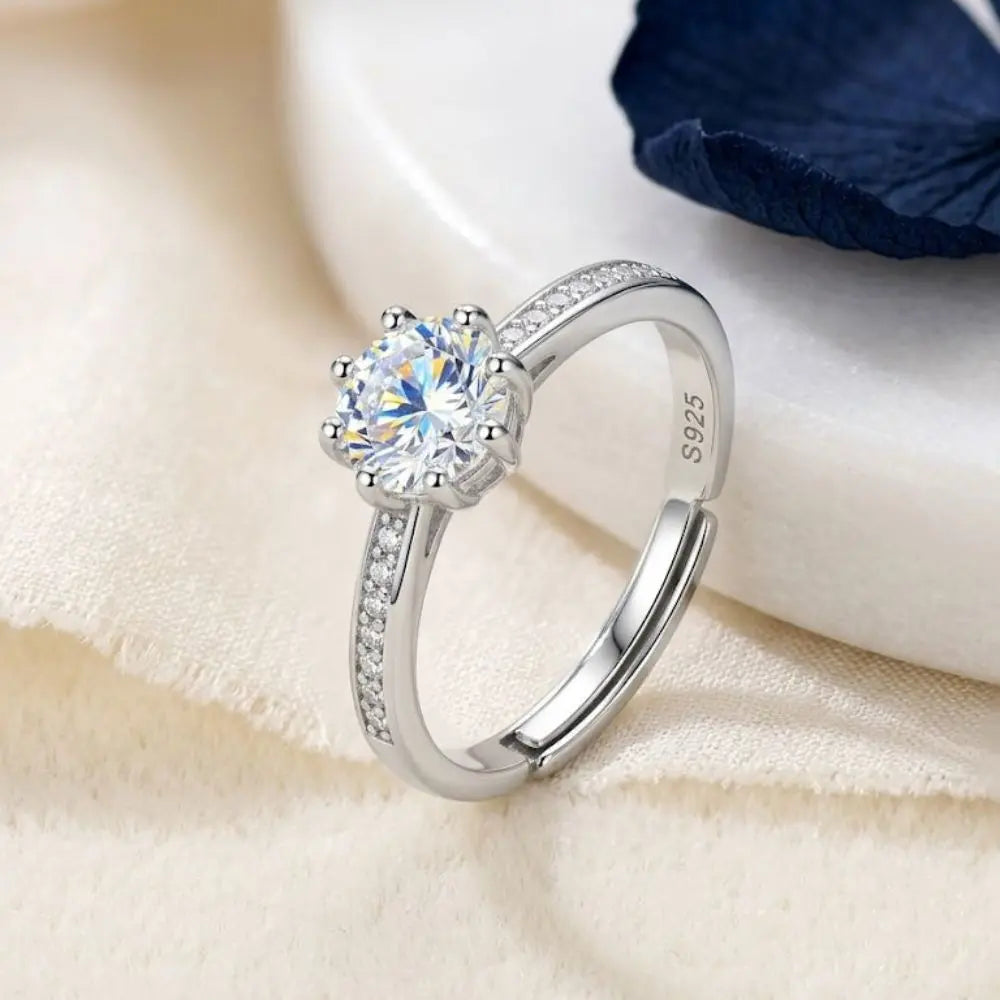 AAA+ Certified, Quality Silver - 925, Gem Cubic Zirconia, Size Adjustable, Weight 1.8gm., ABC-GF201